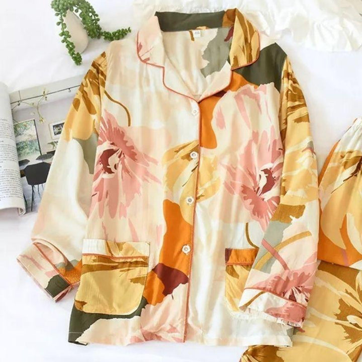 Floral Print Satin Pajama Set