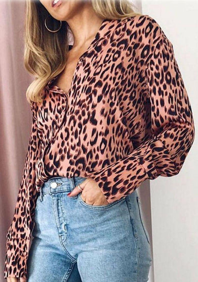 pink leopard print blouse