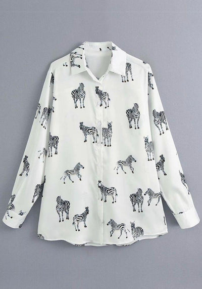 Zebra Print Satin Blouse