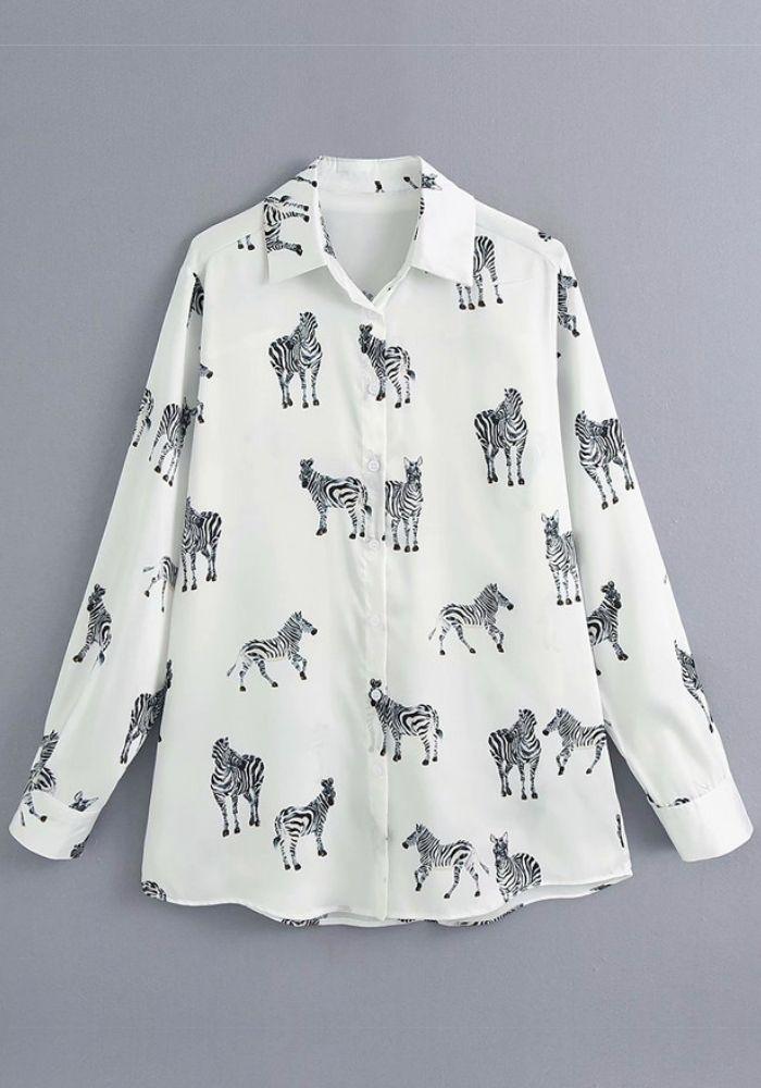 Zebra Print Satin Blouse