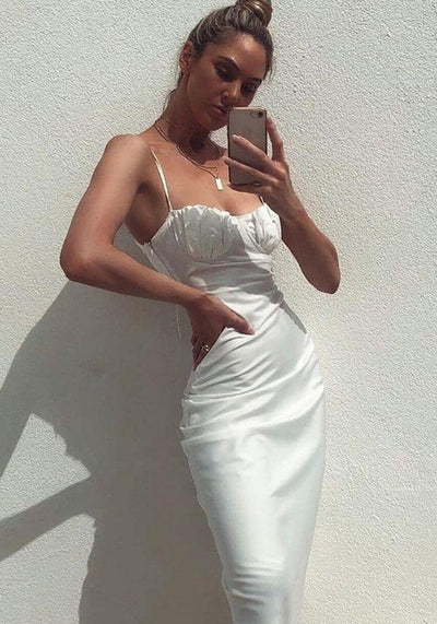 White Satin Party Dress