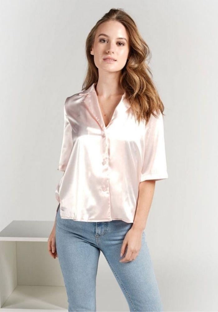 Pink Satin Blouse - Miss Satin