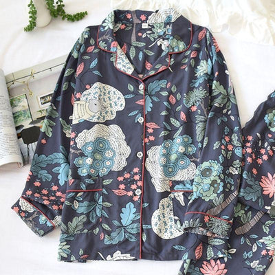 Printed Satin Pajama Set