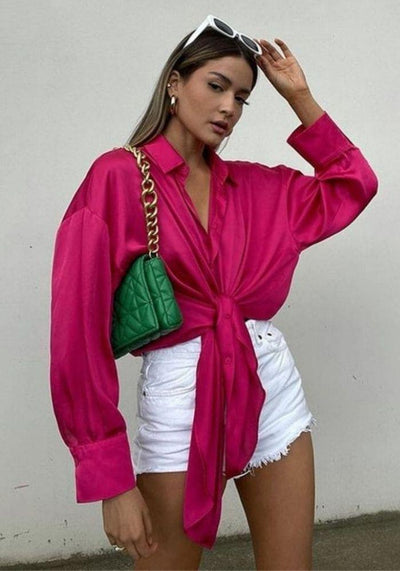 Fuschia Satin Blouse