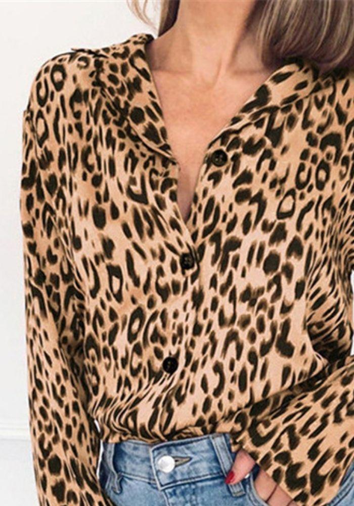 Satin Leopard Print Blouse