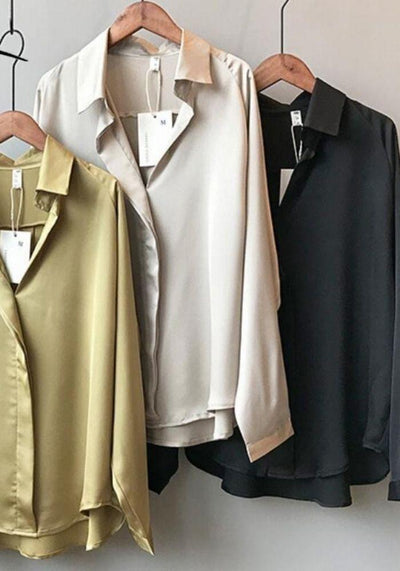 Cream Satin Blouse sleeve