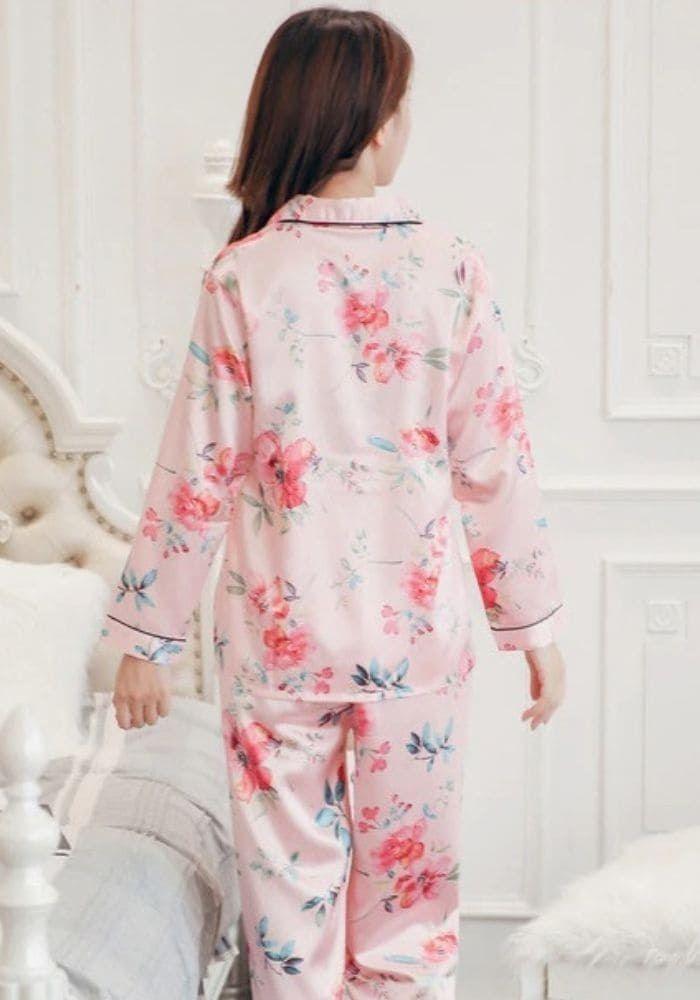 floral Pink Satin Pajama