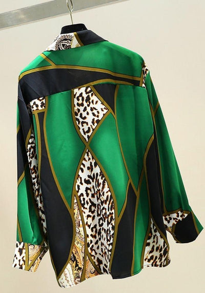 Satin Blouse Long Sleeve leopard