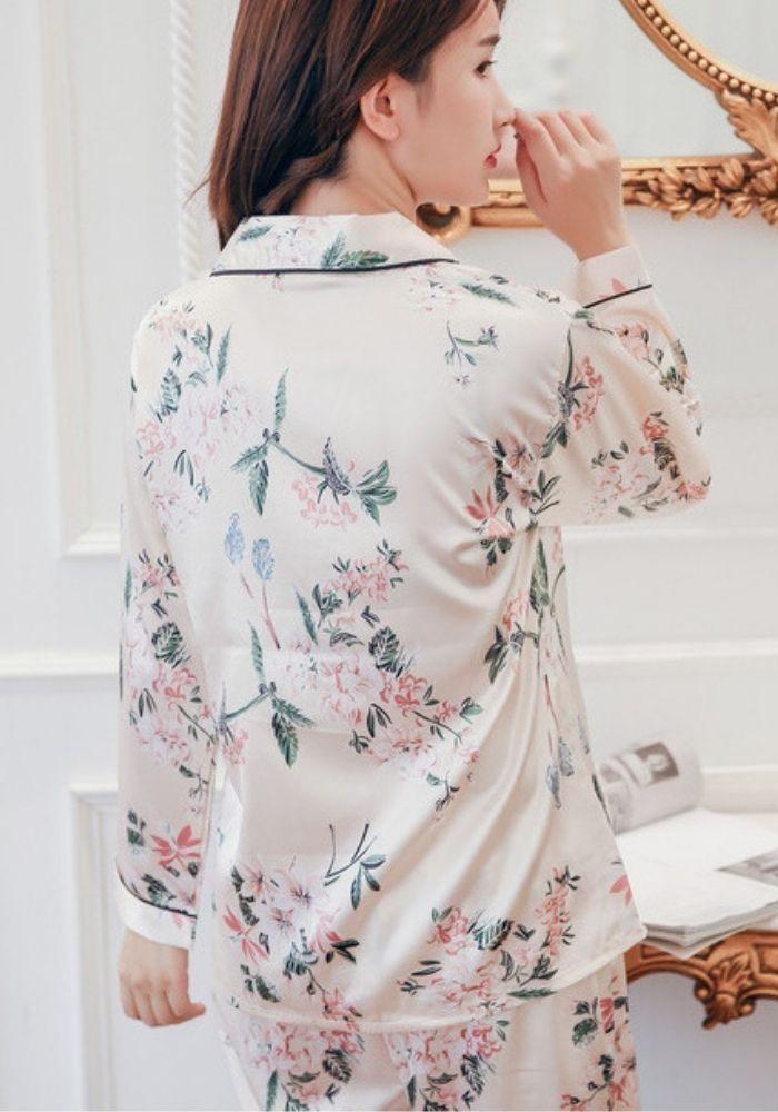 floral Print Satin Pajama Set