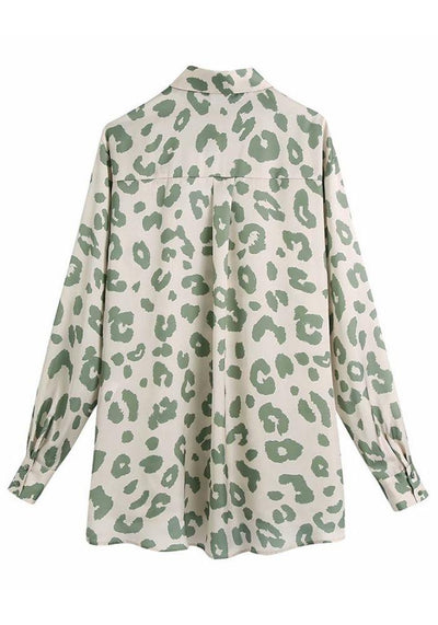 Green Leopard Print Blouse