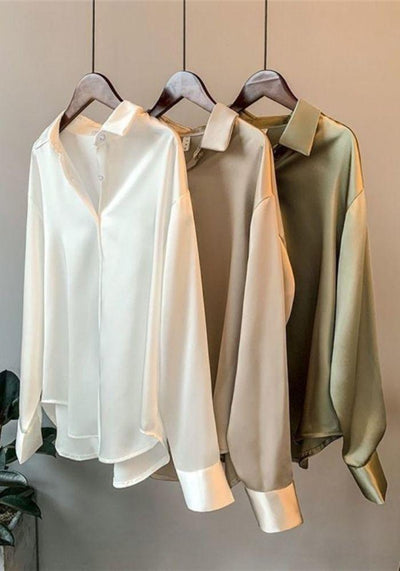 White Satin Blouse long