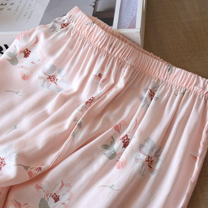 Pink Satin Pajama Set flowers