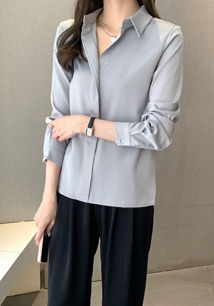 Silver Blouse long sleeves