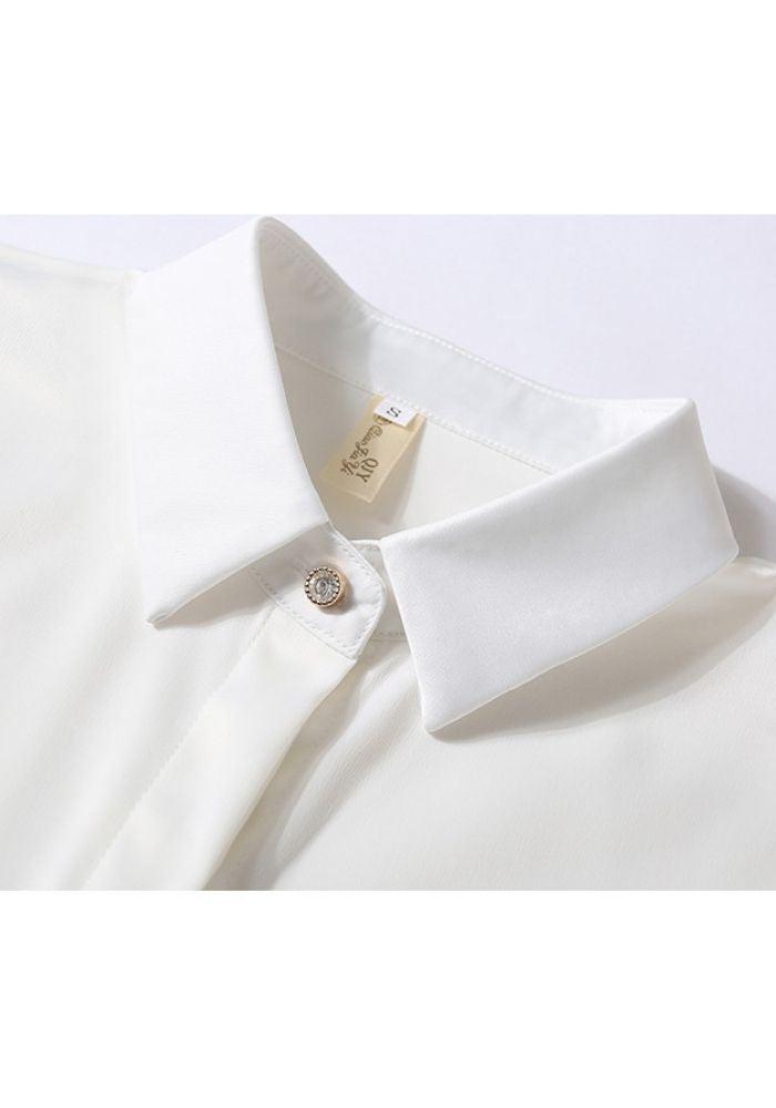White Satin Blouse Long Sleeve design