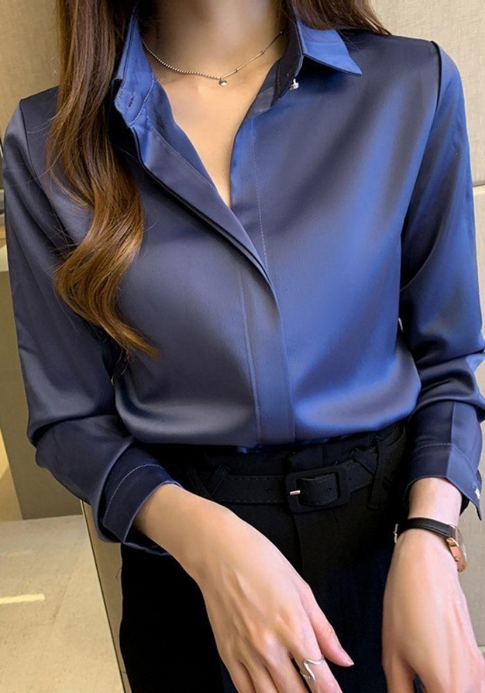 Blue Satin Blouse