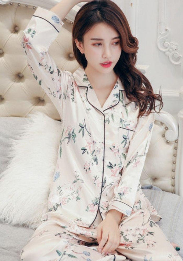 Print Satin Pajama Set