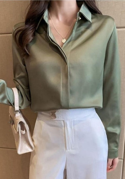 Green Satin Blouse