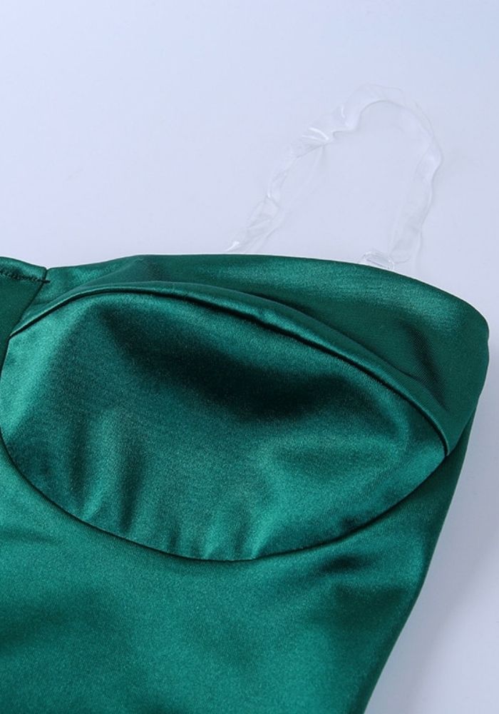Wrapped Up in Love Dark Green Satin Midi Dress | Miss Satin Wrapped Up in Love Dark Green Satin Midi Dress | Miss Satin
