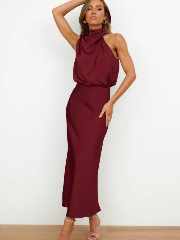 Wine Red Satin Dress Wine Red Satin Dress