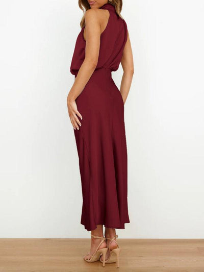 Wine Red Satin Dress - Miss Satin