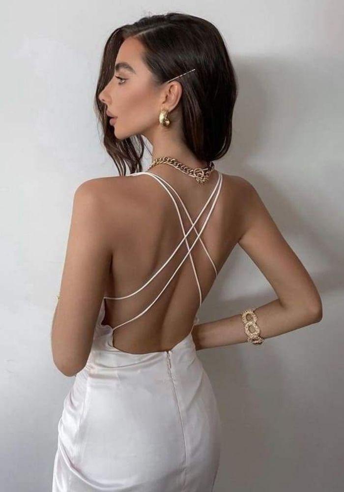 White Satin Lace Dress