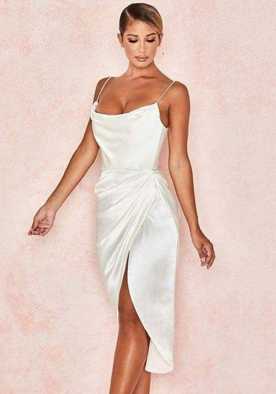White Mid Dress in satin