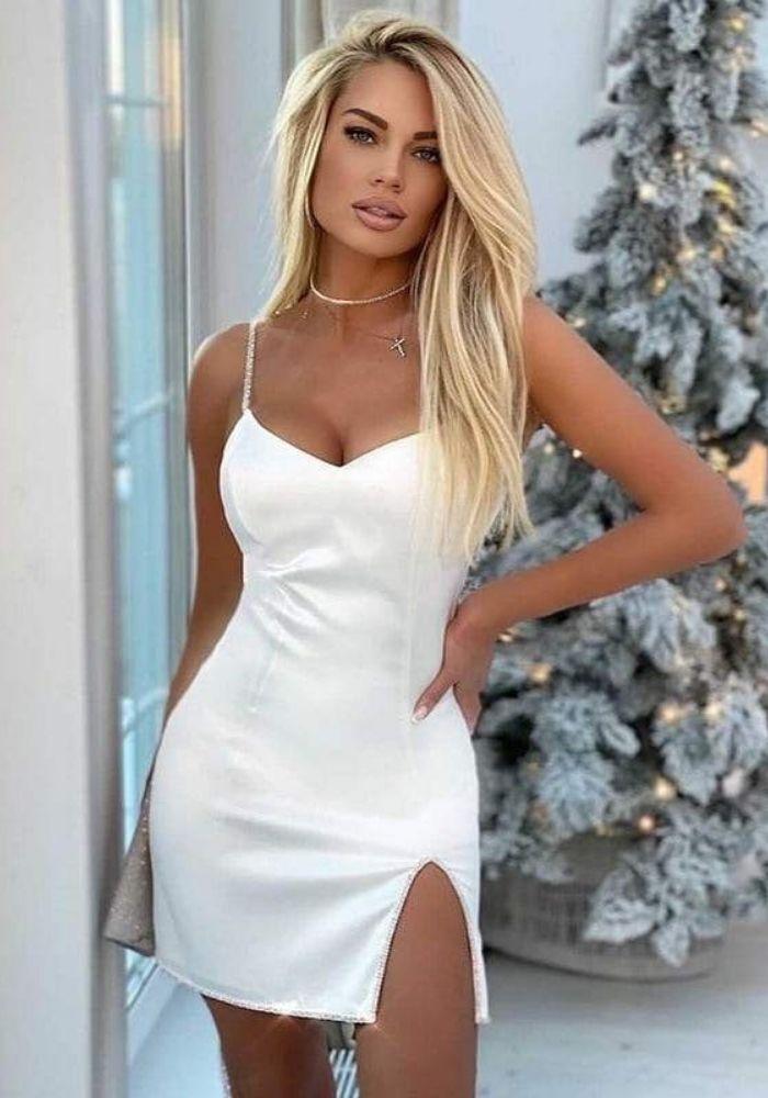 White Satin Mini Dress